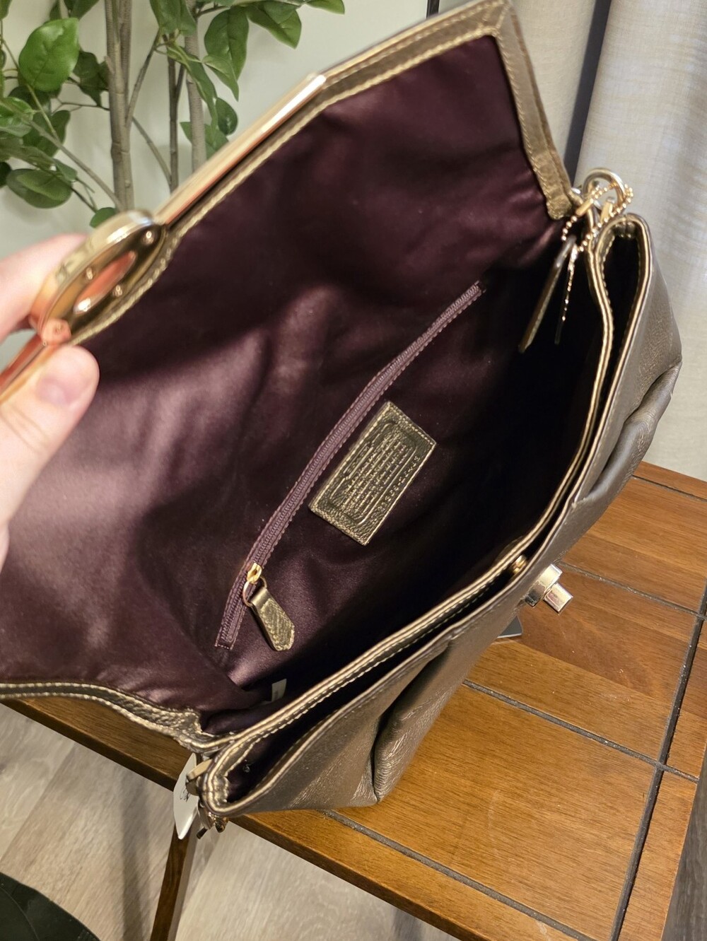 Coach NWT Jeweled Madison Flap Bronze Leather Shoulder Bag 26483 - Picture 8 of 12